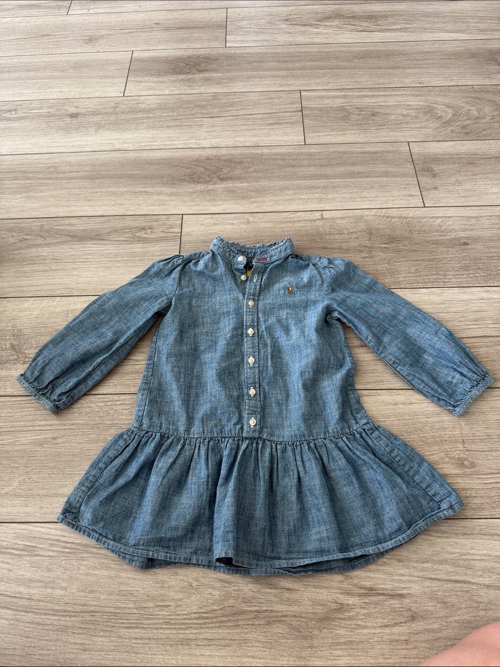 Polo by Ralph Lauren Girls Denim Button-Front Dress in Blue